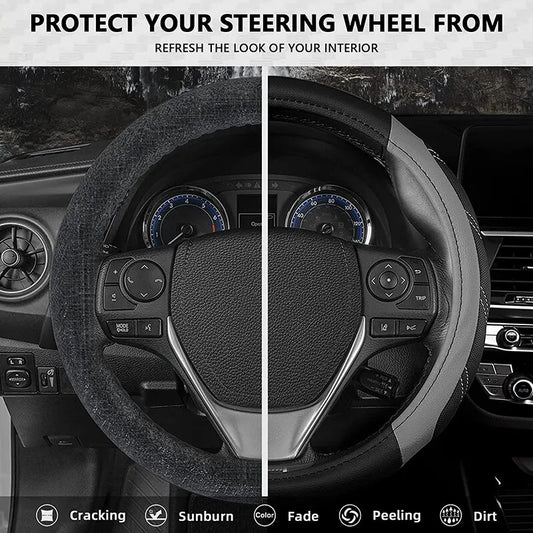 Leather Steering Wheel Wrap - Breathable