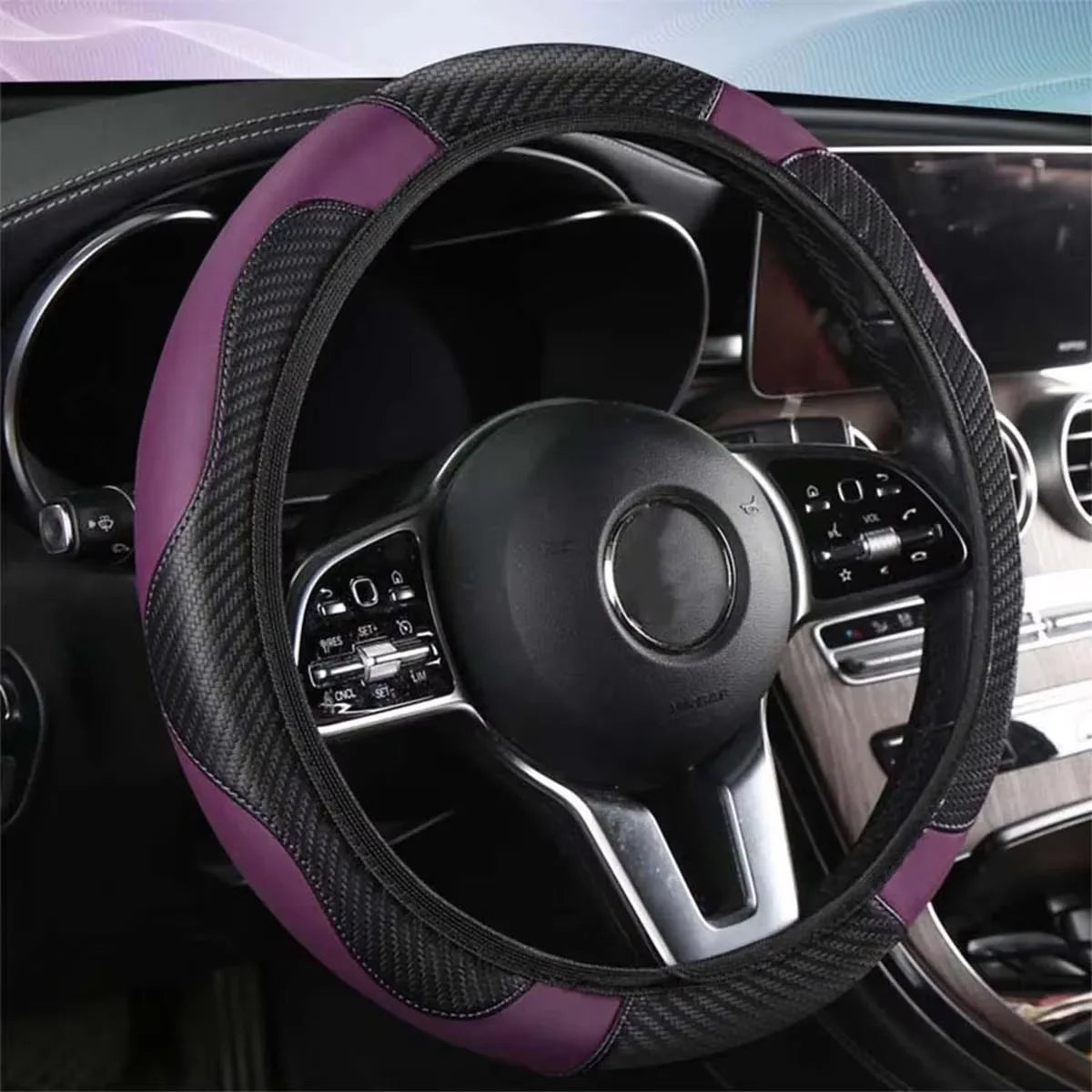 PU Leather Steering Wheel Cover - Non-Slip