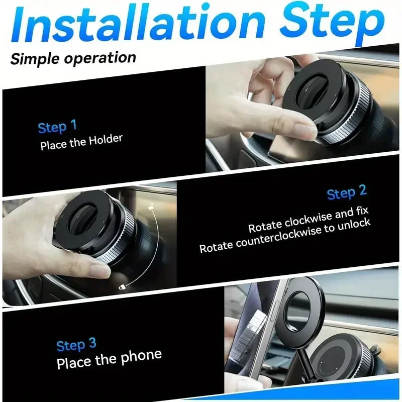 360° Snap-On Foldable Phone Mount for Dashboard with Secure Hold