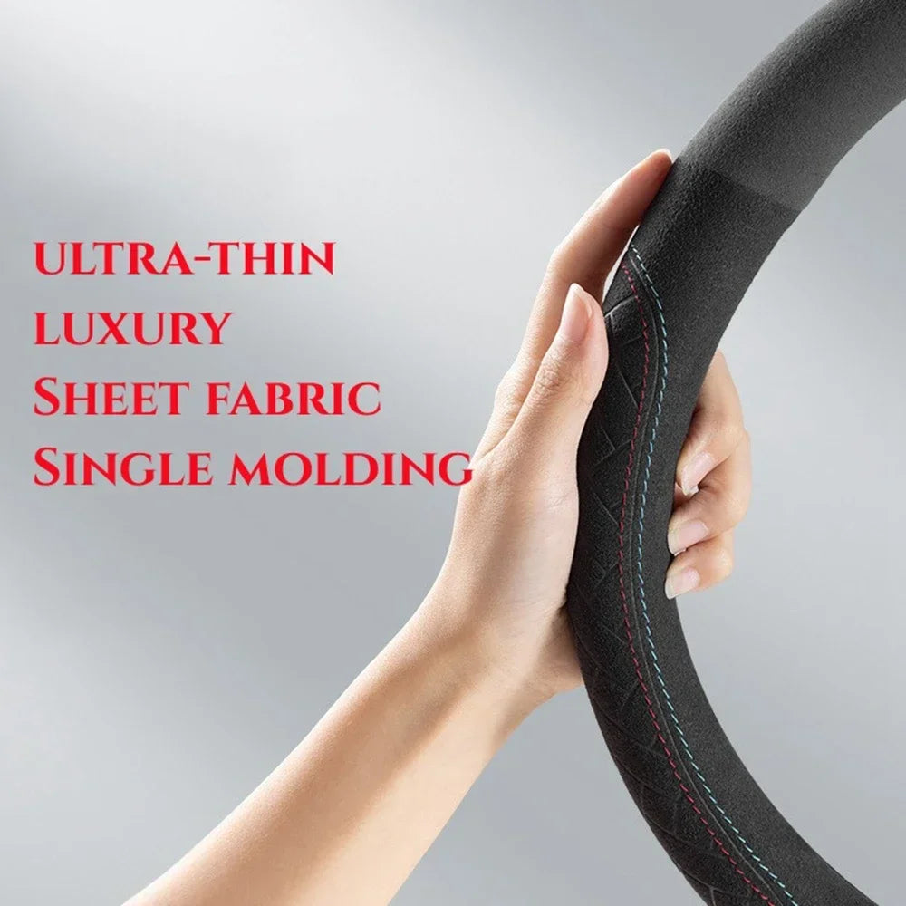 Leather Steering Wheel Cover - Non-Slip