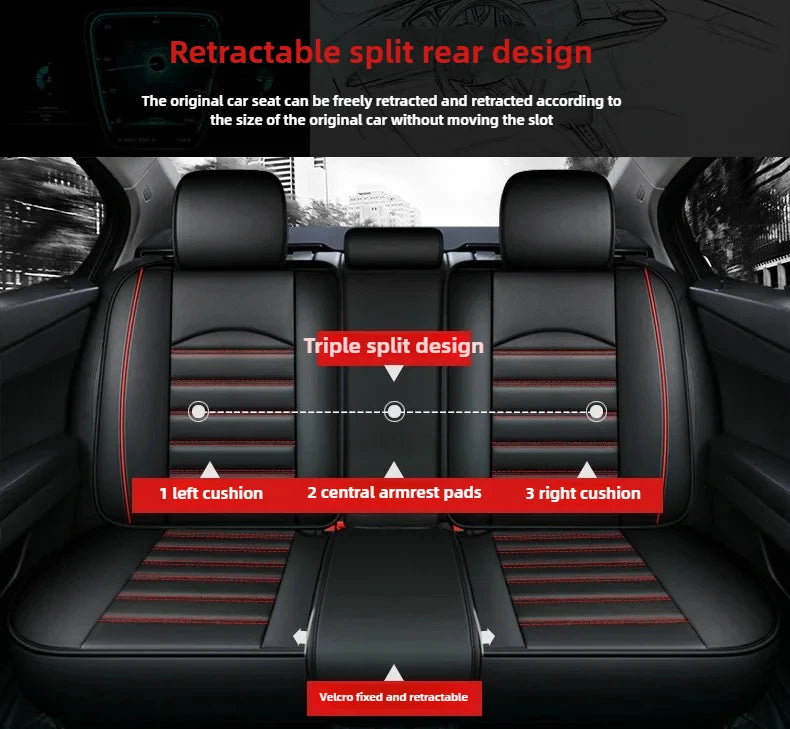 Five-Seat Leather Seat Cover Set - All-Season