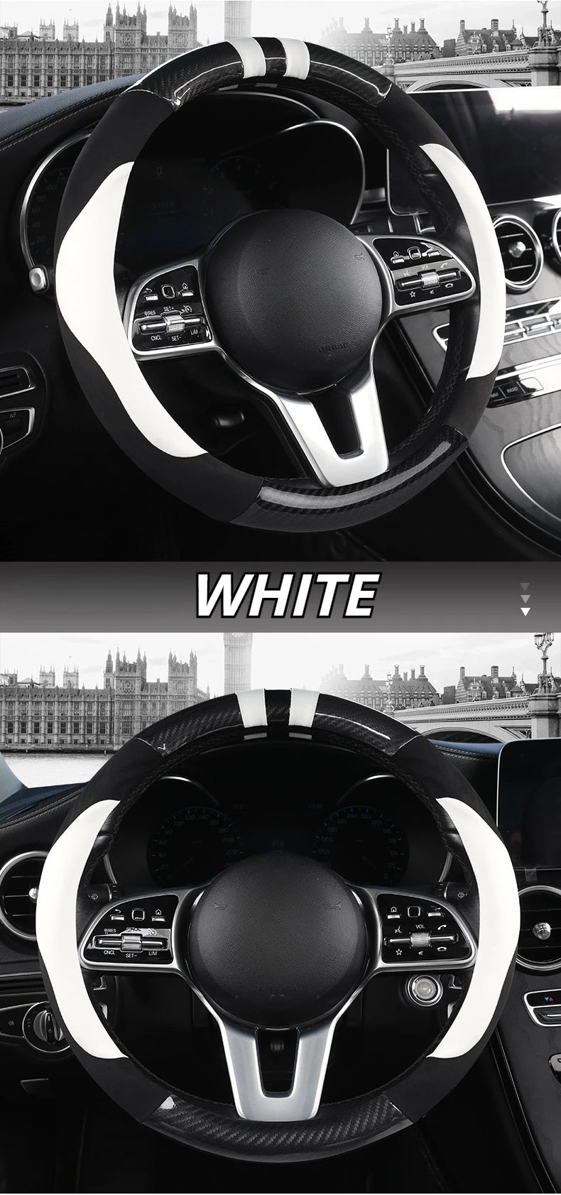 PU Leather Steering Wheel Protector - Non-Slip