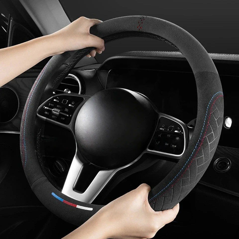 Leather Steering Wheel Cover - Non-Slip