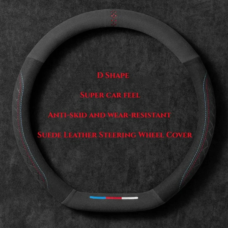 Leather Steering Wheel Cover - Non-Slip