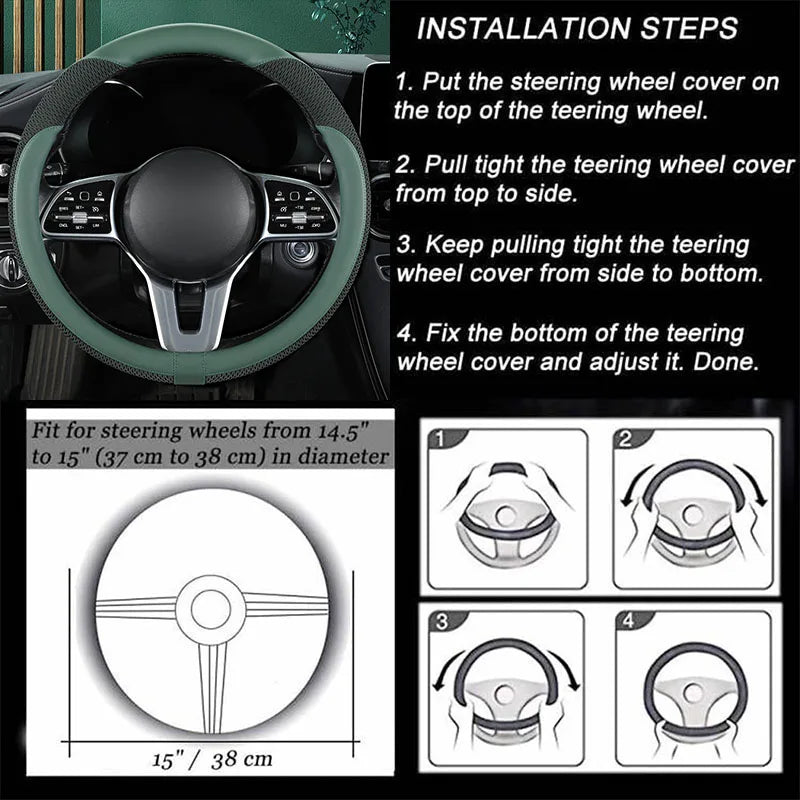 Leather Steering Wheel Protector - Breathable