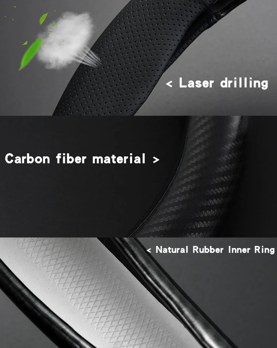 Leather Steering Wheel Wrap - Non-Slip