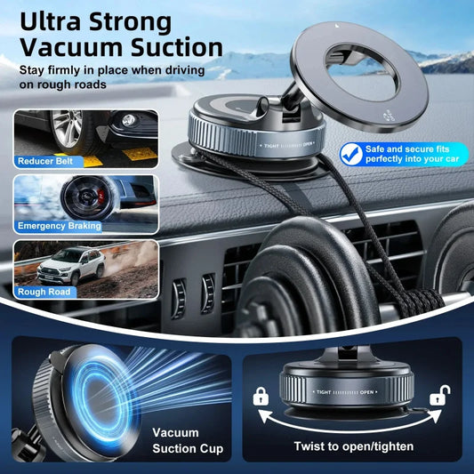 360° Snap-On Foldable Phone Mount for Dashboard with Secure Hold