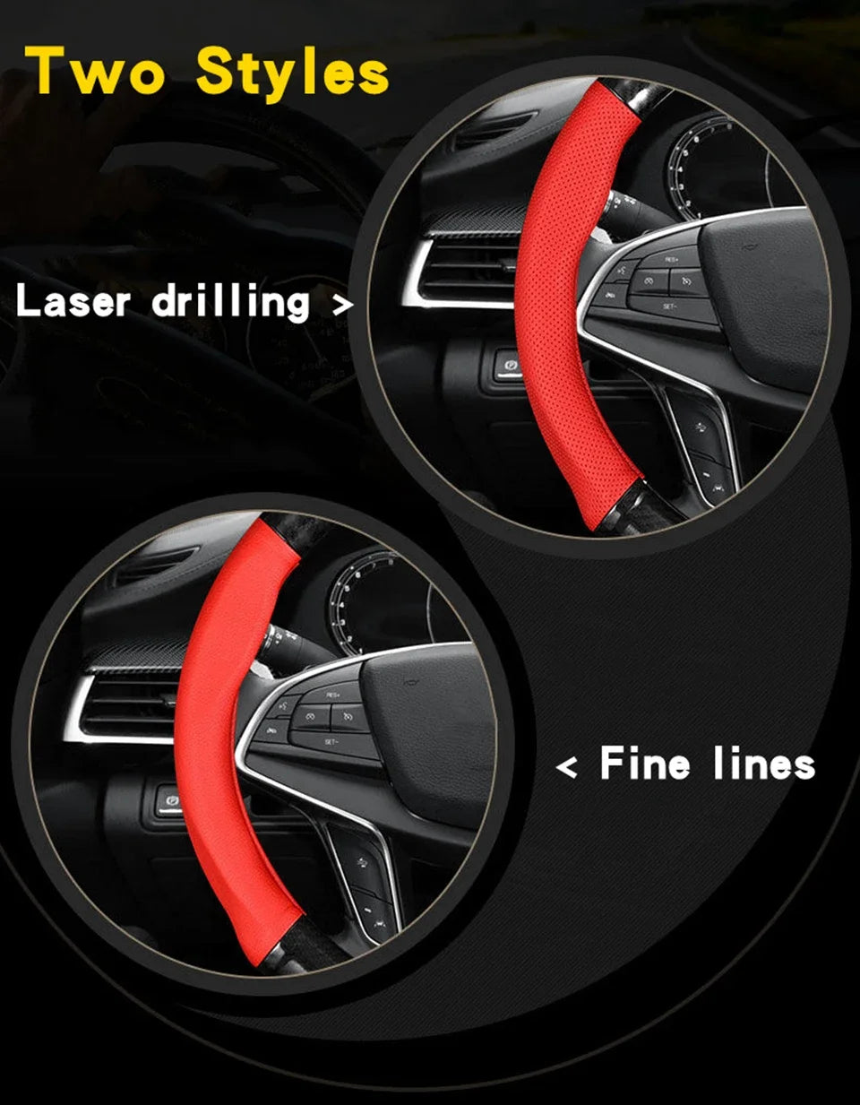 Leather Steering Wheel Wrap - Non-Slip