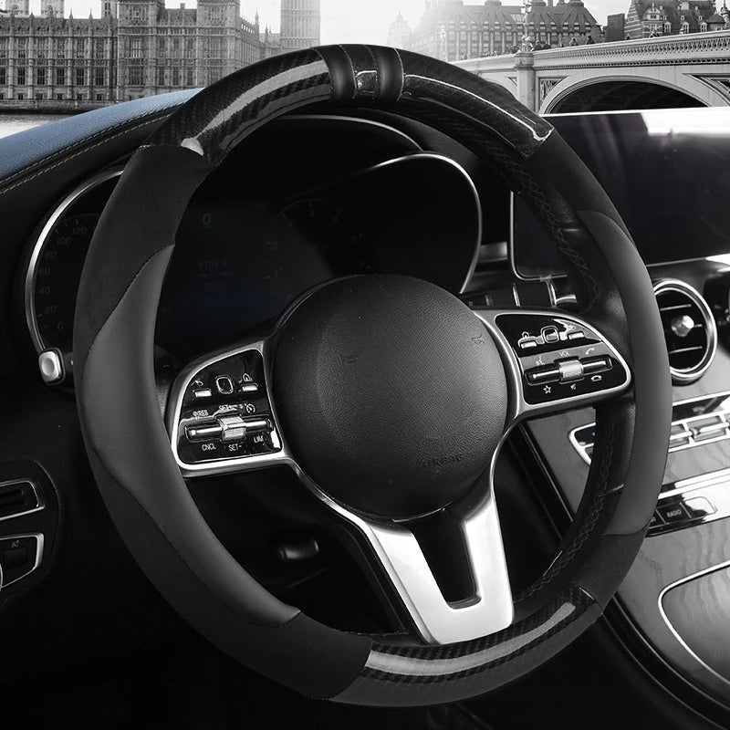 PU Leather Steering Wheel Protector - Non-Slip