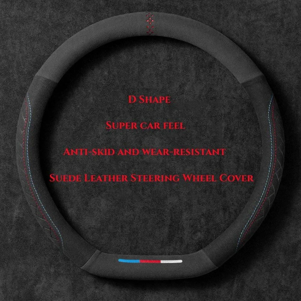 Leather Steering Wheel Cover - Non-Slip