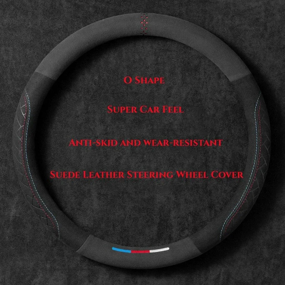 Leather Steering Wheel Cover - Non-Slip