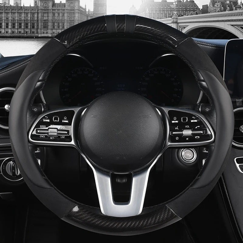 PU Leather Steering Wheel Protector - Non-Slip