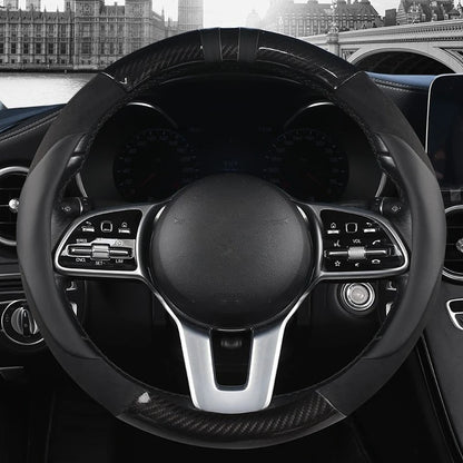 PU Leather Steering Wheel Protector - Non-Slip
