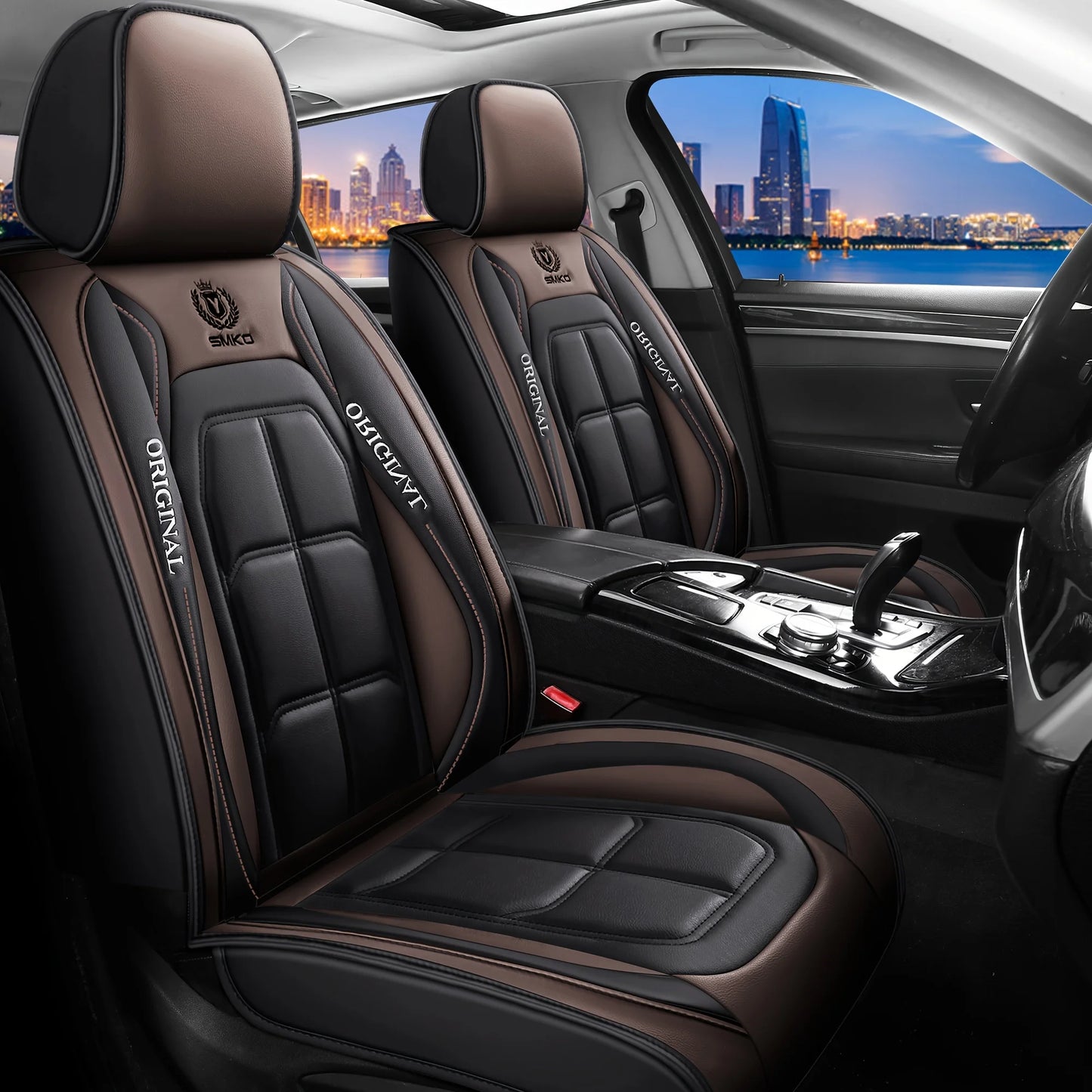 Front Seat Leather Car Seat Cover Set - All-Season
