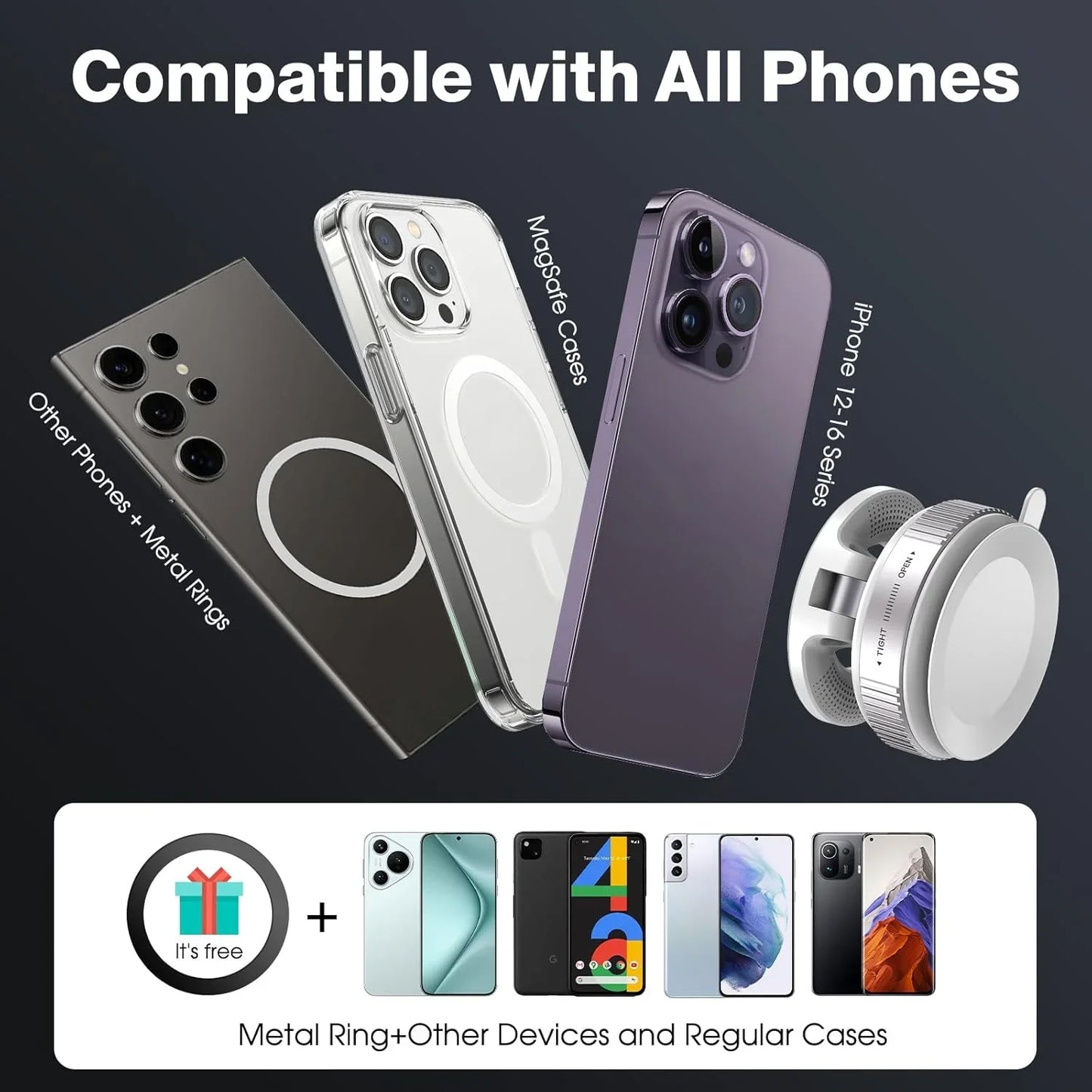 360° Strong-Magnet Car Phone Holder with Secure Hold