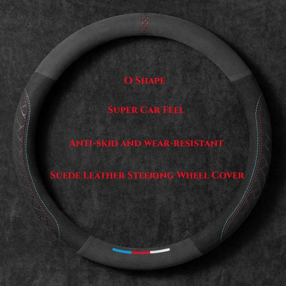 Leather Steering Wheel Cover - Non-Slip