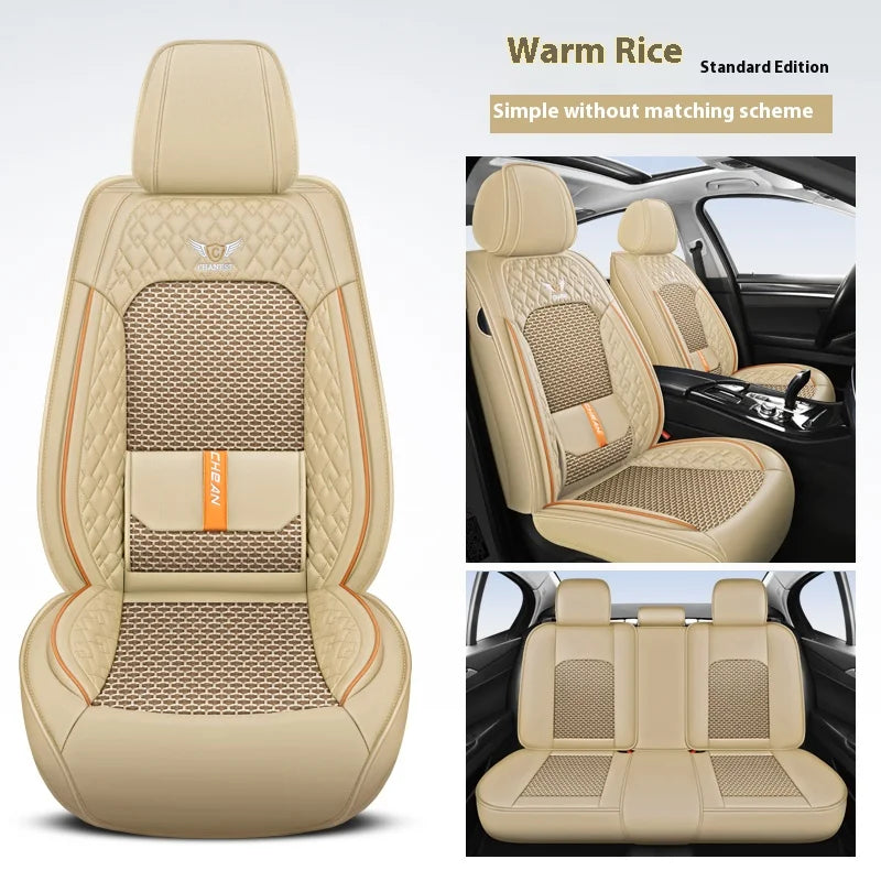 Five-Seat Nappa Leather Seat Protector Cover - All-Season