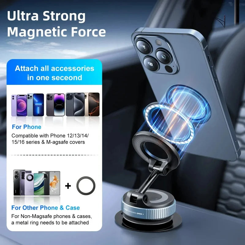 360° Snap-On Foldable Phone Mount for Dashboard with Secure Hold