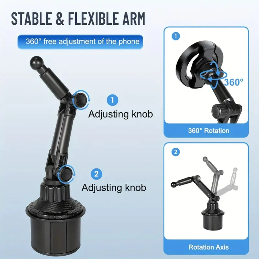360° Magnetic Phone Mount for Cup Holder