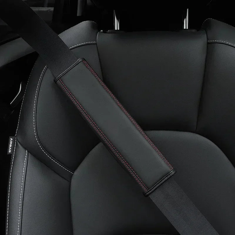 Dual Nappa Leather Seat Belt Comfort Covers