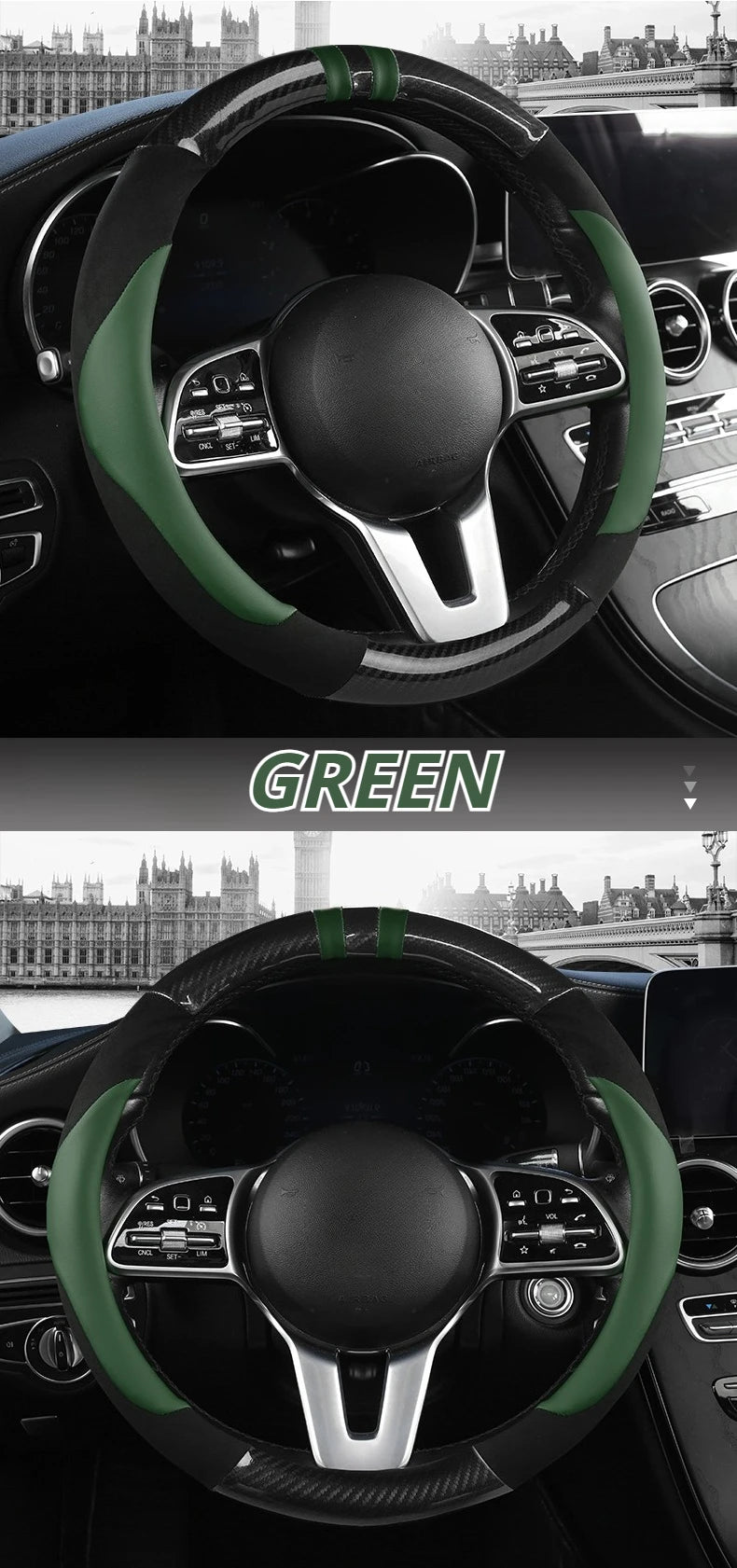 PU Leather Steering Wheel Protector - Non-Slip