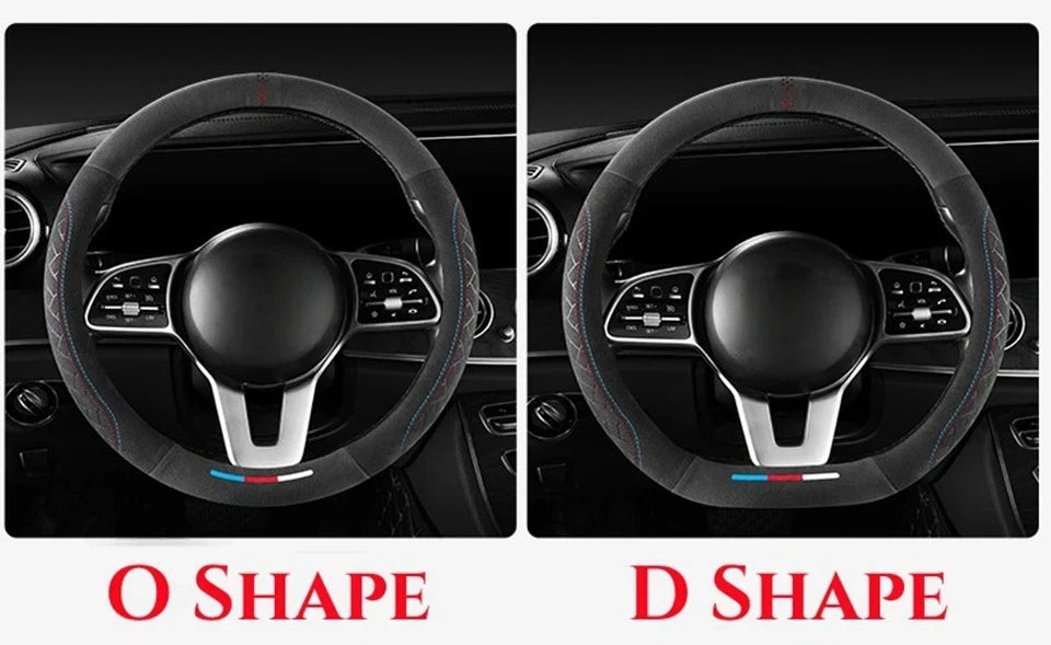 Leather Steering Wheel Cover - Non-Slip