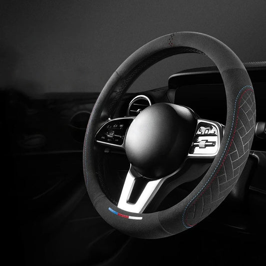 Leather Steering Wheel Cover - Non-Slip
