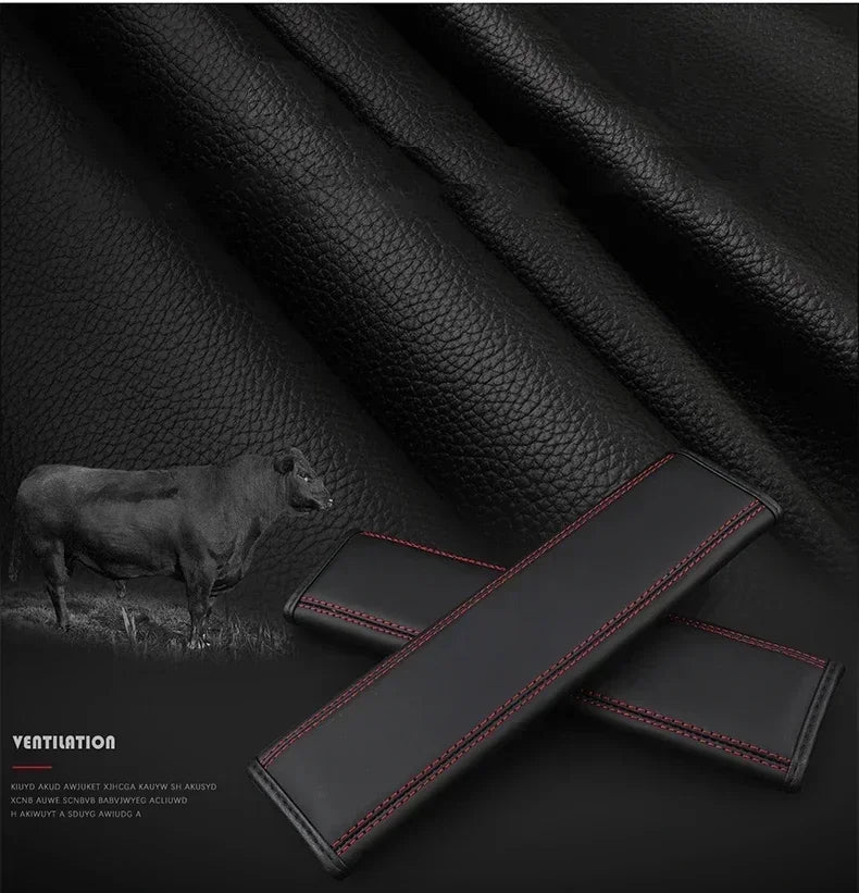 Dual Nappa Leather Seat Belt Comfort Covers