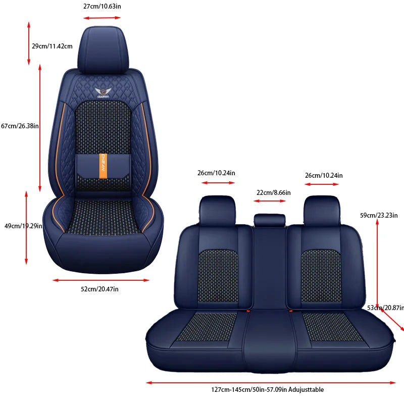 Five-Seat Nappa Leather Seat Protector Cover - All-Season
