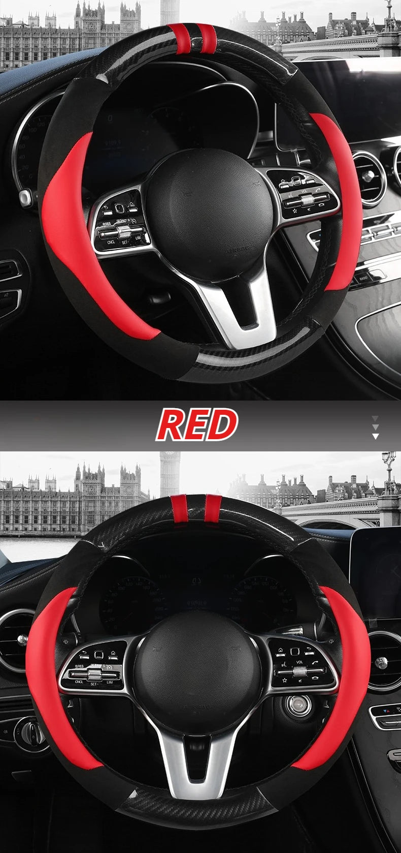 PU Leather Steering Wheel Protector - Non-Slip