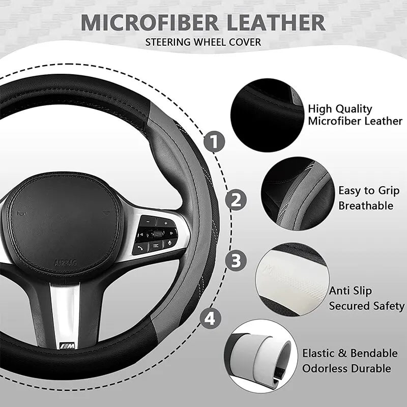 Leather Steering Wheel Wrap - Breathable