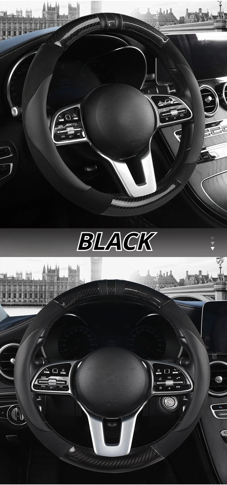 PU Leather Steering Wheel Protector - Non-Slip
