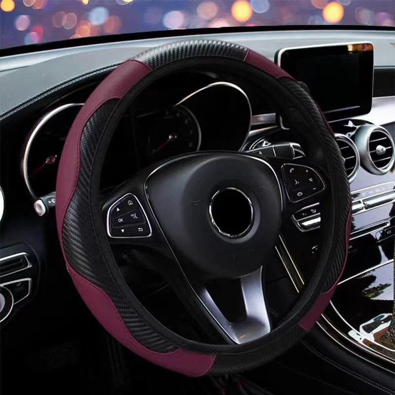 PU Leather Steering Wheel Cover - Non-Slip