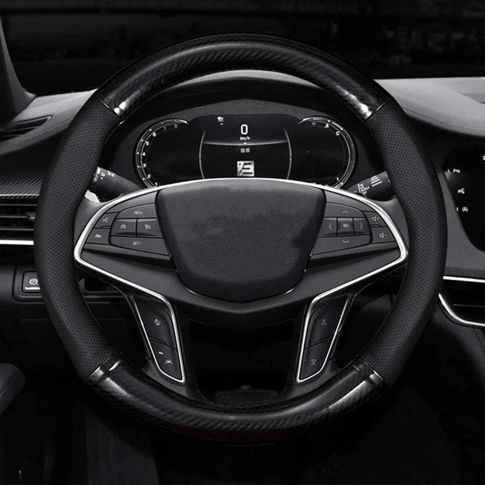 Leather Steering Wheel Wrap - Non-Slip