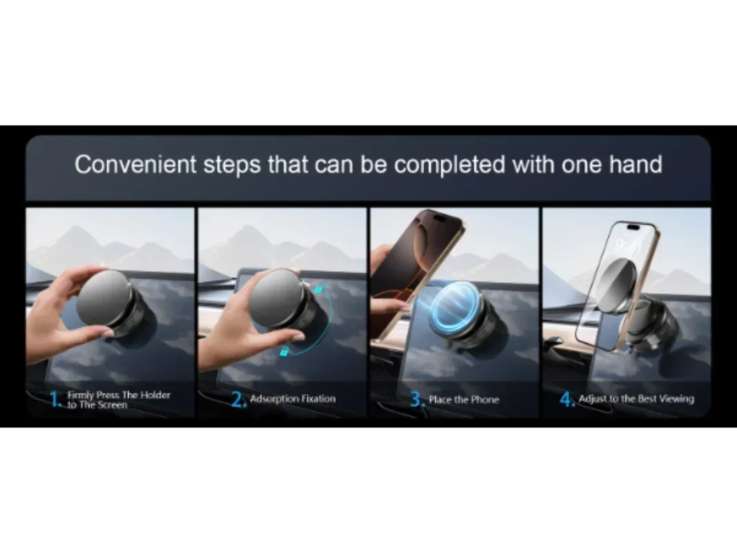 360° Snap-On Foldable Phone Mount for Dashboard with Secure Hold