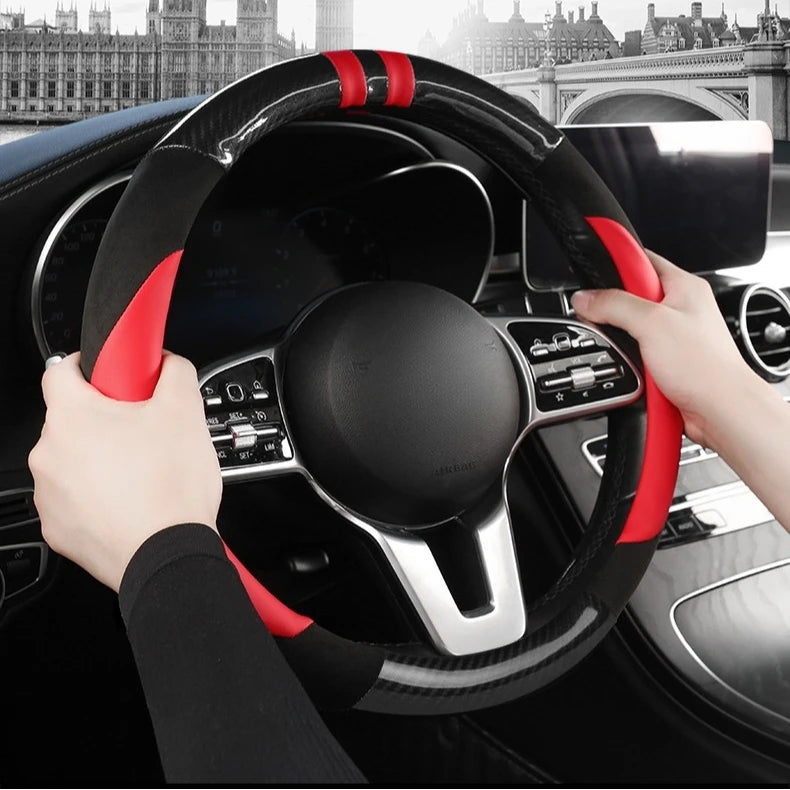 PU Leather Steering Wheel Protector - Non-Slip