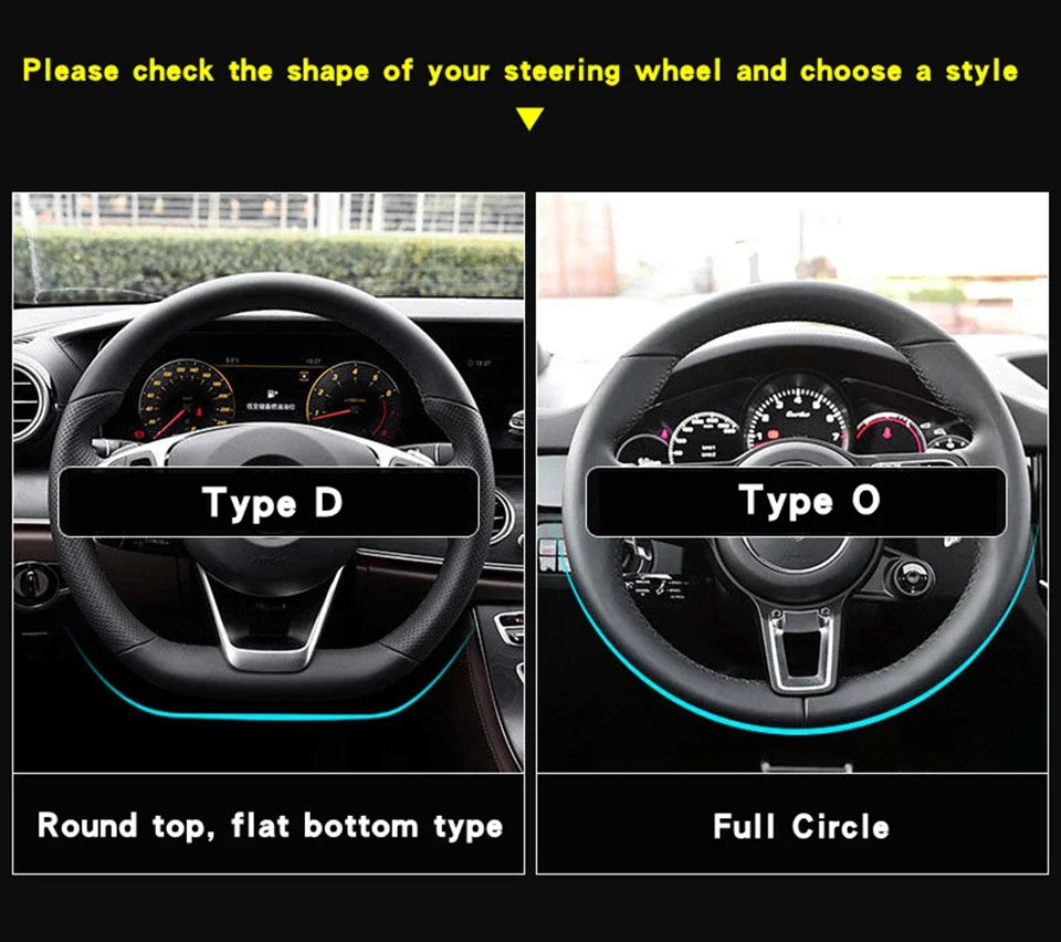 Leather Steering Wheel Wrap - Non-Slip
