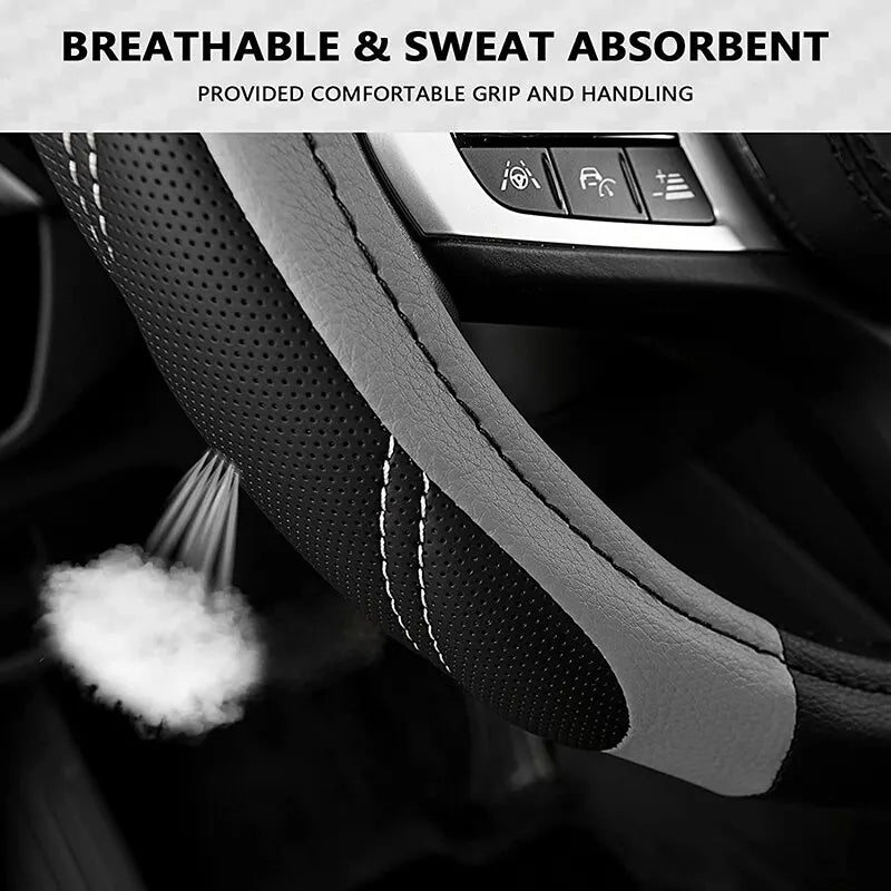 Leather Steering Wheel Wrap - Breathable