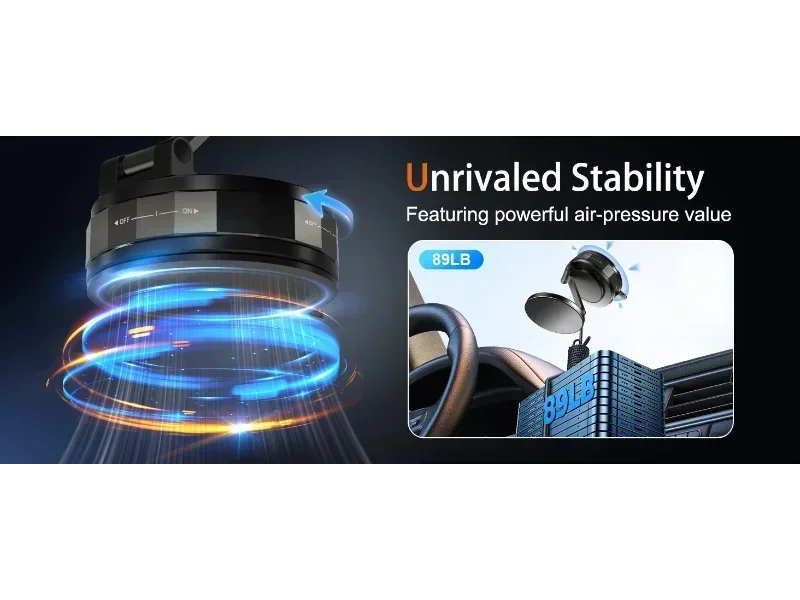 360° Snap-On Foldable Phone Mount for Dashboard with Secure Hold
